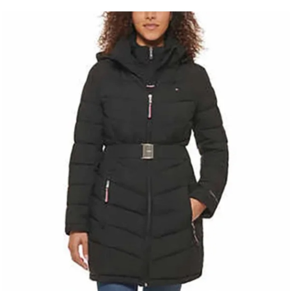 NWOT Tommy Hilfiger Puffer Coat – Size L – Belted, Fur Hood – Retails $175!